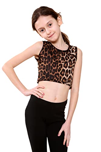 Kids Girls Neon Fluorescent Vest Crop Tops T-Shirt Tee Top Dance Wear Gymnastic Fancy Dress Age 5-14 Years