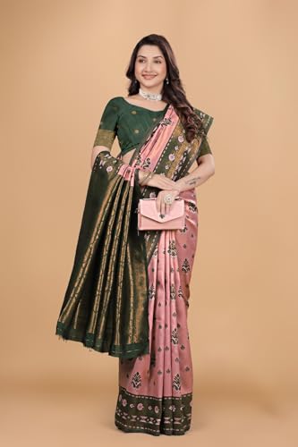 Image of Traditional Banarasi Silk 5.50 Meter Saree With 0.8 Meter Unstitched Blouse Piece For Wedding, Family Function, Festival And Special Occasion