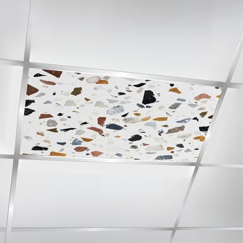4 Pcs Fluorescent Light Covers for Ceiling Lights Terrazzo marble