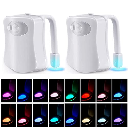 XUBX 2 Pack 16 Farbige Toiletten Nachtlicht, Toilettenbeleuchtung mit Bewegungsmelder, WC-Nachtlicht, Sensor Beleuchtet, LED-Waschraum Nachtlicht, Toiletten-Nachtlicht Passt In Jede Toilette