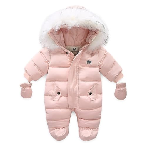 Surakey Cute Baby Boys Snowsuit New Born baby girls Winter Coat Toddler Clothes Infant Bodysuit with Gloves Thickened Warmth