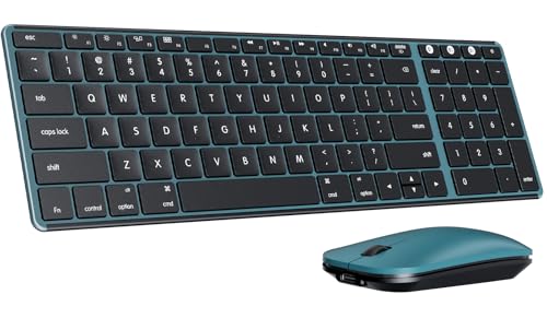 Image of seenda SKM64-2 Bluetooth Wireless Keyboard and Mouse Combo for Mac, Silent | Triple Bluetooth for 3-Device Switching, Rechargeable, Compact Slim Combo for MacBook Pro /Air iPad iPhone, Black Blue