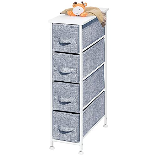 Buy 1 get 1 🔥 mDesign Narrow Storage Dresser Furniture Unit - Slim Baby and Kid Standing Organizer Tower for Bedroom, Nursery, Playroom, and Closet - 4 Drawer Removable Fabric Bins - Navy Blue/White Authentic Crazy Deals mDesign Narrow Storage Dresser Furniture Unit - Slim Baby and Kid Standing Organizer Tower for Bedroom, Nursery, Playroom, and Closet - 4 Drawer Removable Fabric Bins - Navy Blue/White