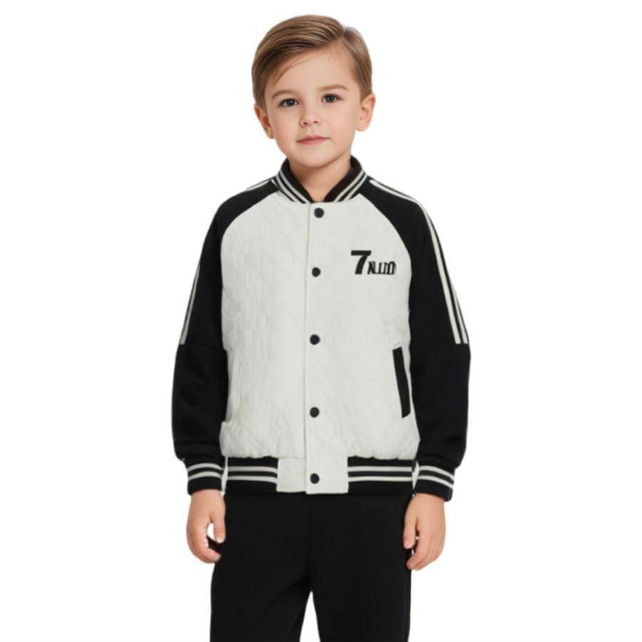 Image of Little Bitty Kids Varsity Jackets Boys Girls Baseball Jacket Casual Overcoat for Unisex Kids 2-8 Years
