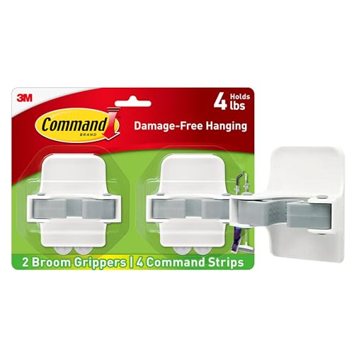 image for Command Broom and Mop Grippers, 2-Grippers, 4-Strips, Organize Damage-