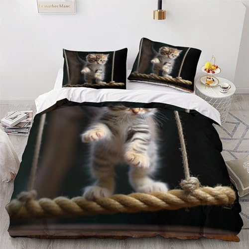 Housse de couette chat en microfibre douce anti-plis pour un lit sain - 4