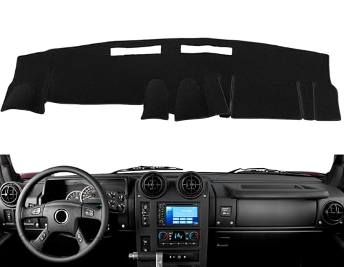 AKMOTOR Dash Cover Mat Custom Fit for Hummer H2 Dashboard Pad Cap Carpet Protector (Black) K260
