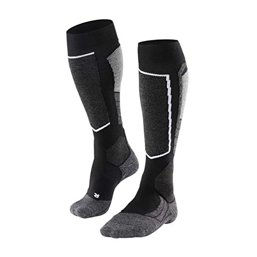 FALKE Damen Skisocken SK2 Intermediate W Kh Wolle Funktionsmaterial warm dick 1 Paar, Schwarz Black-Mix 3010, 39-40