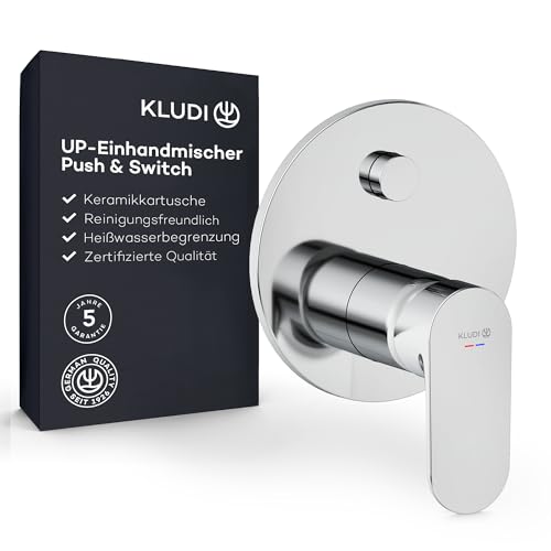 KLUDI - X1 robinet de douche encastré avec limiteur d'eau chaude, mitigeur pour 2 consommateurs, commutation du chemin d'eau par simple pression d'un bouton, chrome, accessoires nécessaires Kludi