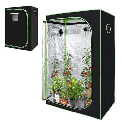 Vigevee Growzelt 120 * 60 * 180cm Tent Reflektierende Mylar Zuchtzelte Growschrank Indoor-Gewächshaus für Pflanzen Growbox Zuchtzelt Schwarz-Grün
