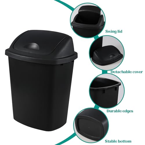 Canecas de basura negras 25 L con tapa basculante 4 unidades miniatura 3