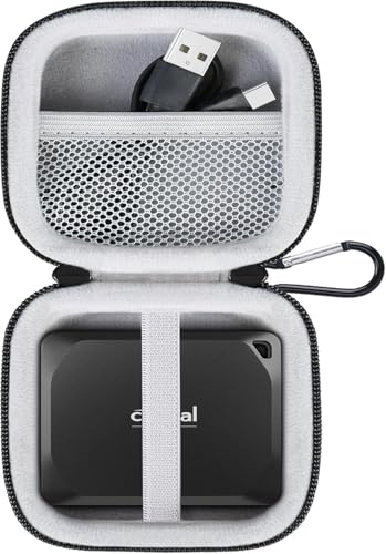 Image of M.G.R.J Portable Carrying Case Cover for Crucial X9 / X9 Pro / X10 / X10 Pro SSD 1TB 2TB 4TB 6TB 8TB USB 3.2 Portable External SSD Shockproof Water Repellent Storage Travel Bag (Hard|EVA|Black)
