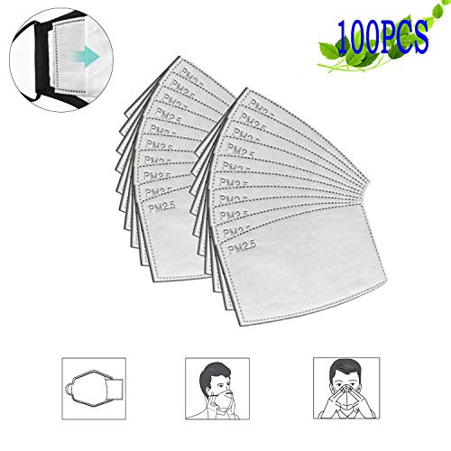 100PCS Adult PM2.5MASK Activated Carbon Filters—5 Layers Replaceable Filter,Anti Haze Dust Filters