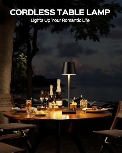 JACKYLED Rechargeable Table Lamp, 3600mAh Portable LED Cordless Lamp, 3 Adjustable Heights, Smooth Dimmable in 3 Colors, Waterproof for Bedroom, Dining, Outdoor (Black 2 Pack) - Cosy Home Interiors JACKYLED Rechargeable Table Lamp, 3600mAh Portable LED Cordless Lamp, 3 Adjustable Heights, Smooth Dimmable in 3 Colors, Waterproof for Bedroom, Dining, Outdoor (Black 2 Pack) - Image 2