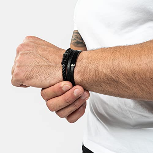 Image of SERASAR Premium Leather Bracelet Men | Stainless Steel Magnetic Clasp | Three Colors | Jewelry Box Included