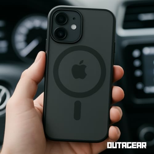 Image of Outagear iPhone Case, Matte Black, Mag-Safe Compatible with Strong Magnetic Force, Shockproof Camera Protection, PC TPU Hybrid (Matte Black, iPhone 12)