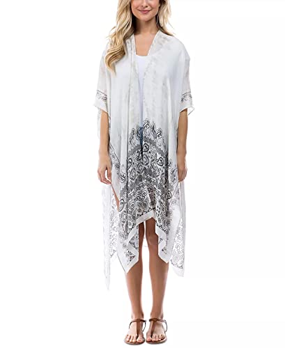 Image of Spicy Sandia Kimonos for Women Floral Beach Cover Up Loose Swimsuit Bathing Suit Coverup Cardigan for Summer Swimwear