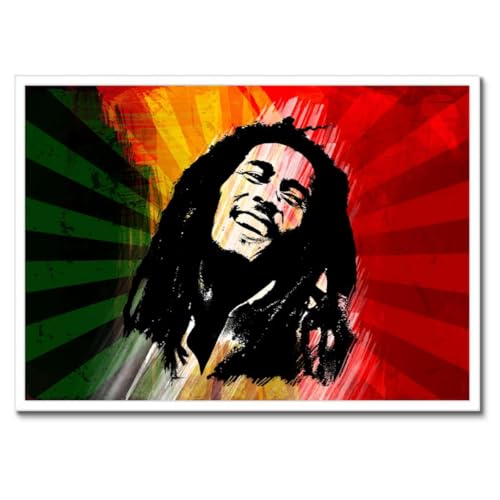 Poster reggae 70x50 cm avec cadre noir deco murale musique salon