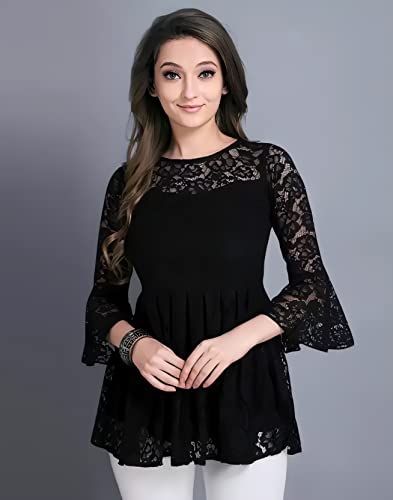 Image of Women Russel Net with Crepe Inner Net Tops || Casual Tops for Women