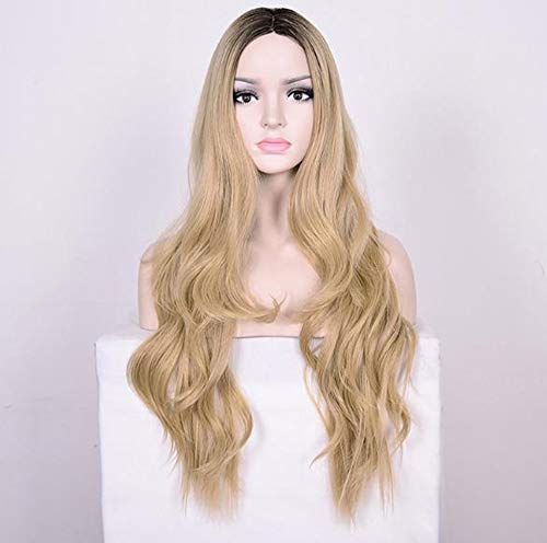 Perruque long cheveux bouclés en soie haute température et fil d'or