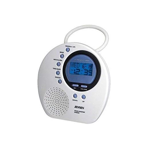 Jensen Vertical Digital AM/FM Splash Resistant Shower Clock Radio