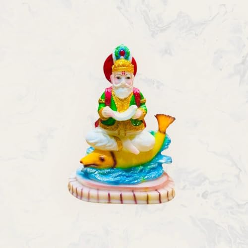 Image of Khwaja Peer Marble Murti Statue for Puja Room, Home Decor, Car Dashboard | GoodLuck God Jhulelal Spiritual Murti Figurine Idol for Home Decor, Living Room, Decorative Item (7 Inch)