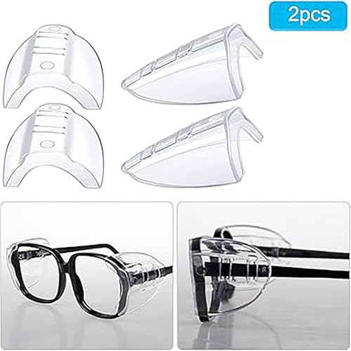 Image of 2 Pcs Safety Glasses Side Shields Clear Side Protectors for Eyeglasses, Protective Shields for Construction, Laboratory and Outdoor Work, Compatible with Most Safety Goggles and Eyewear