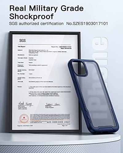 Humixx Designed For Iphone 13 Case & Iphone 14 Case [10Ft Military Grade Drop Protection] [Anti-Scratch & Anti-Fingerprint] Shockproof Translucent Matte Back With Soft Bumper Protective Case,Navy Blue #TOP2