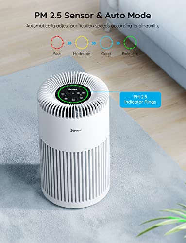 Govee Air Purifiers Pro For Home Large Room Up To 1837Ft² With Pm2.5 Sensor, Wifi Smart Home Air Purifier Large Room, H13 True Hepa Air Purifier For Smoke, Pet Hair, Odors, 24Db Air Cleaner, Auto Mode #TOP3