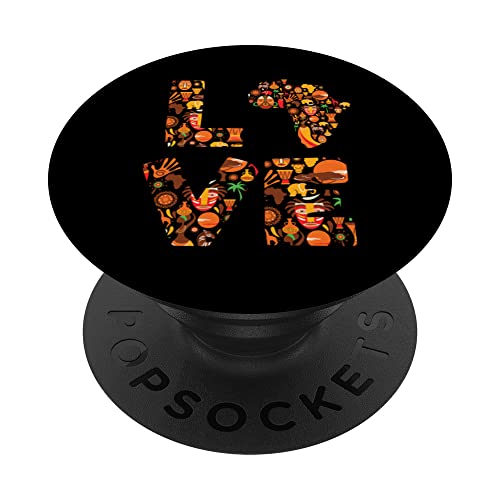 Black History Month African American Africa Map Love PopSockets PopGrip Intercambiable