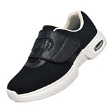 CVFOMBN Zapatos Anchos para Caminar para Ancianos,Zapatos Hinchados Transpirables Antideslizantes Zapatos para Caminar para Mayores Zapato Vendaje,Black,36