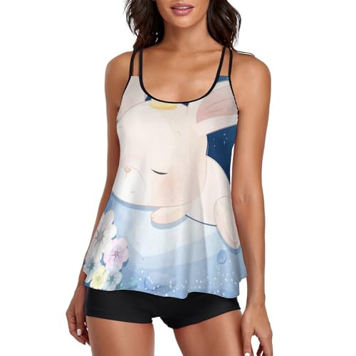 Maillot de Bain Tankini Femme Anti Frottement Short Garçon Robe Plage Lapin