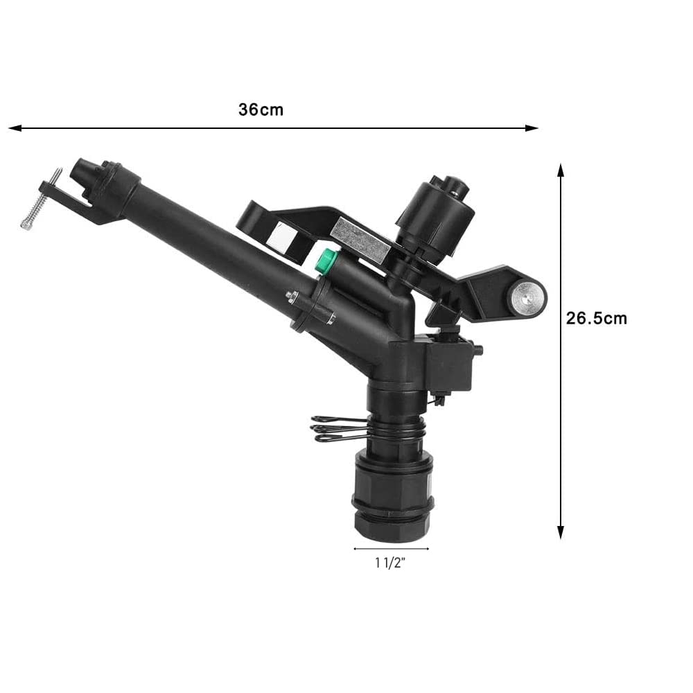 Cañón de riego Ajustable con Rosca 1 1/2" con boquillas. Modelo de aspersor agrícola para Grandes alcances, diámetro Cubierto 24 a 60m. Aspersor de riego con ángulo Ajustable hasta 360. con boquillas