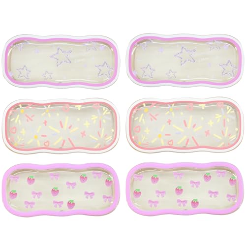 Image of 6 Pcs Glasses Case Hard Shell Clear Eyeglass Case for Women,Pink Bow Clear Eyeglass Case,Cute Durable Plastic Glasses Holder with Magnetic Closure