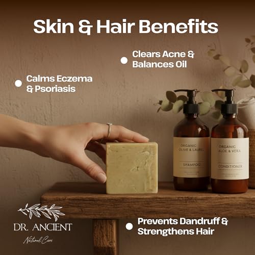 Image of Dr.Ancient Aleppo Laurel Soap Bar, Organic Soap Bars Handcrafted the Traditional Way, Natural Chemical-Free, Vegan, Used for Face Wash, Body Wash, Hand Cleansing and Daily Skin Care, Gentle Cleanser