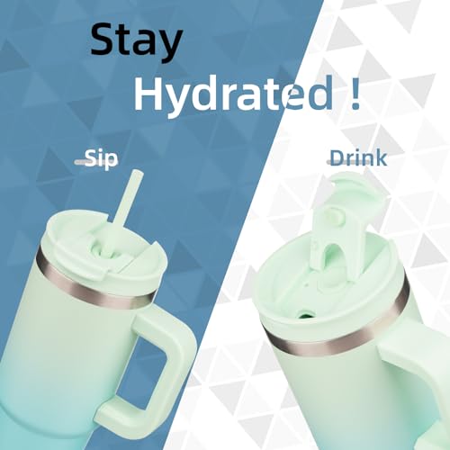 Image of Konokyo 40 oz Insulated Tumbler Water Bottle with Handle, Straw Lid