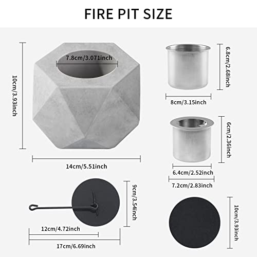 Tabletop Fire Pit - Concrete Table Top Fire Pit Bowl Mini Alcohol Fireplace Portable Fire Pit Indoor Outdoor Smores Maker 2 Stainless Steel Burn Cups For Long Time Burning #TOP7