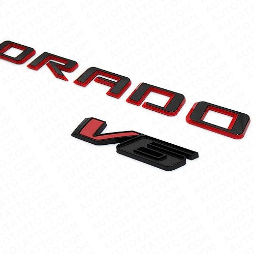 Image of 4Pc 2015-2022 Colorado V6 Body Fender Tailgate Side Emblems 3D Badge Logo Truck Nameplate Sticker Letter 85594766 Replacement for Colorado (Red Black)