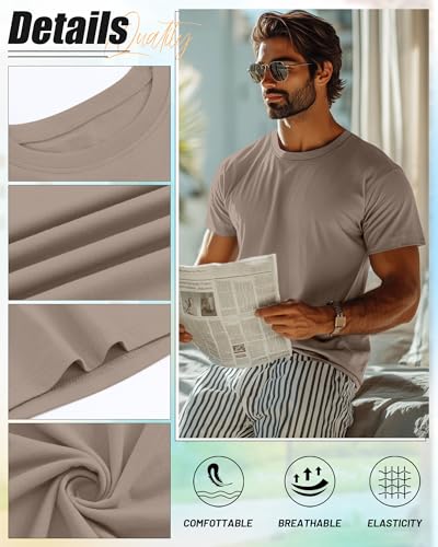 Neer 7 Pack Men's Big and Tall Shirts Summer Cotton Short Sleeve Tee Crew Neck Casual Top Basic Oversize T Shirts3