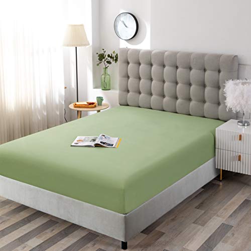 Sfoothome Full Fitted Sheet Only, Brushed Microfiber, Extra Soft And Comfortable - Wrinkle, Fade Resistant,Deep Pocket Sage Green Sheet #TOP1