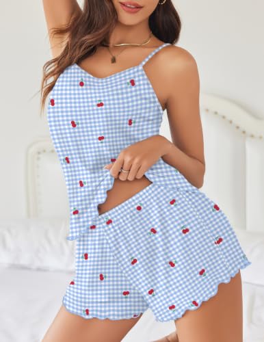 Image of Ekouaer Womens Cami Pajama Set Cute Printed Camisole Shorts Sleepwear | Tank Top and Shorts Lounge Set Soft Pjs for Daily Wear, Home, Party or Date Nights