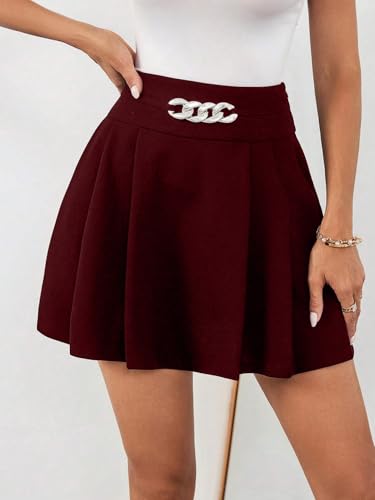 Image of ADDYVERO Women's Elegant & Casual A-Line Mini Skirt Maroon