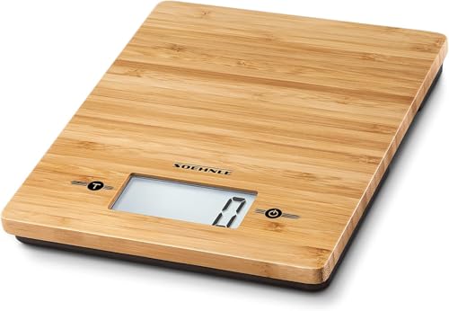 Soehnle balance de cuisine numérique Bamboo, équipement cuisine en bambou véritable de qualité, balance alimentaire très précise, pèse aliment jusqu'à...