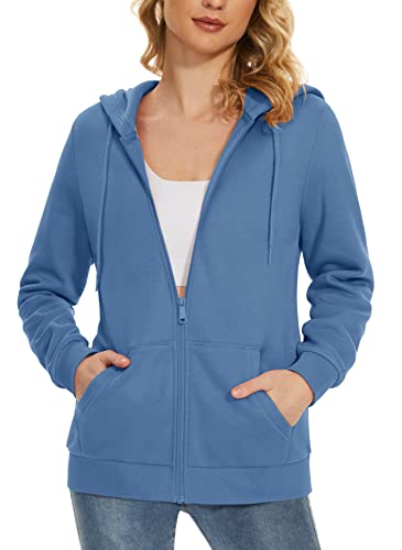 MAGCOMSEN Women's Fleece Lined Zip Up Hoodies Casual Hooded Jacket Workout Full Zip Sweatshirts Pocket Coats