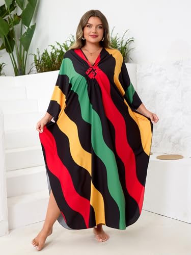 Image of Kaftan Dress for Women - Plus Size Caftan Maxi Beach Dress Moo Moos Loungewear, Swimsuit Cover Up for Beach, Pool or Vacation