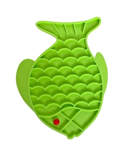 Friendli Cat Fish Shape Silicone Slow Feed Lick Mat, Mental Stimulation and Anxiety Relief