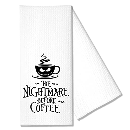 Hafhue The Nightmare Before Coffee Kitchen Towels, Funny