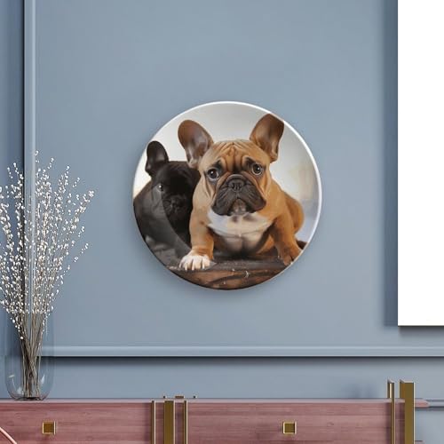 Plato decorativo Bulldog francés Bone China 7 pulg miniatura 5
