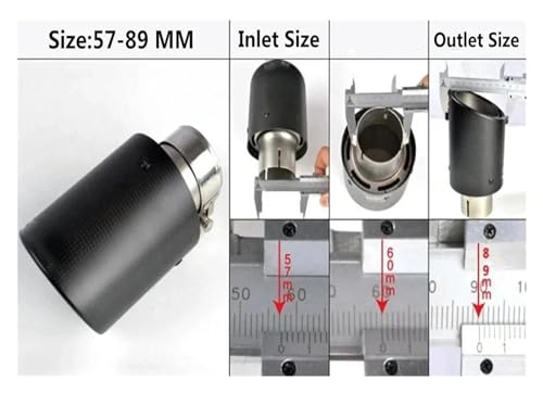 Silencieux buse embout pot d'échappement voiture en carbone bleu brillant 60mm 114mm - 2