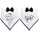 Lo que obtendrás: hay 2 piezas de pañuelo de compromiso de boda para perros en el paquete, con un diseño de color blanco y negro, que te permite vestir a tu perro o gato, que puede satisfacer la demanda diaria